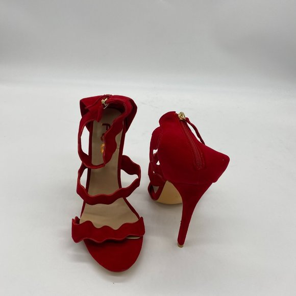 FSJ Hot Open Toe Strappy Heeled Sandal Suede Dress - Picture 6 of 12